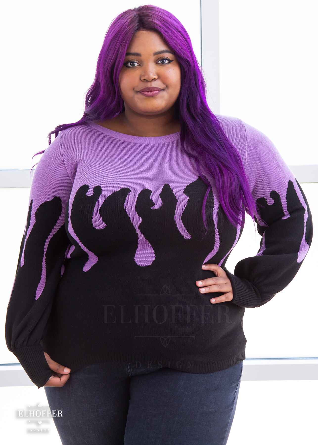 Essential Pastel Goth Drip Oversize Sweater - Lavender