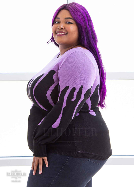 Essential Pastel Goth Drip Oversize Sweater - Lavender