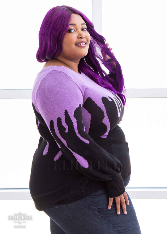 Essential Pastel Goth Drip Oversize Sweater - Lavender