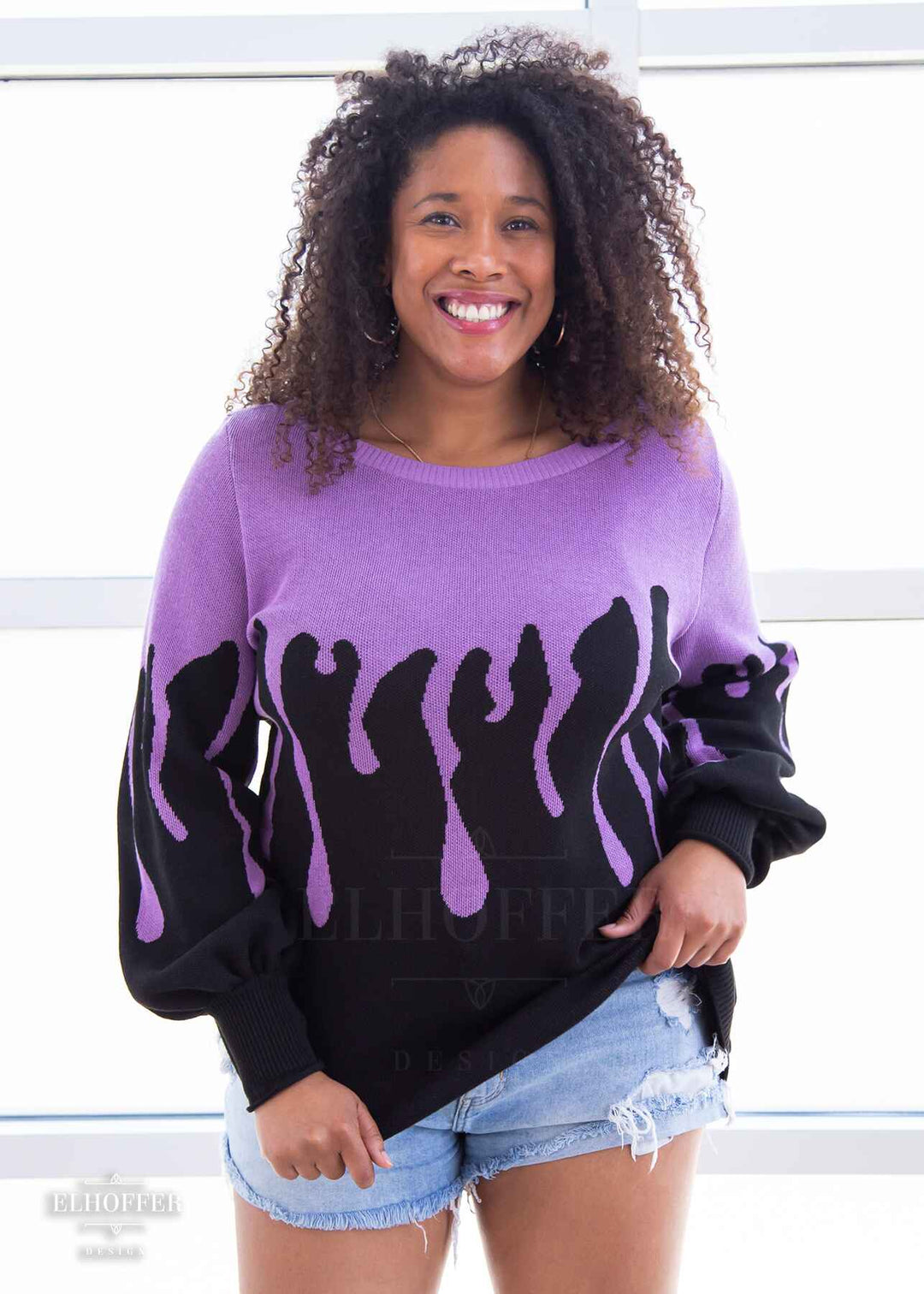 Essential Pastel Goth Drip Oversize Sweater - Lavender