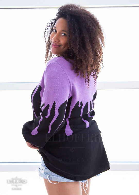 Essential Pastel Goth Drip Oversize Sweater - Lavender