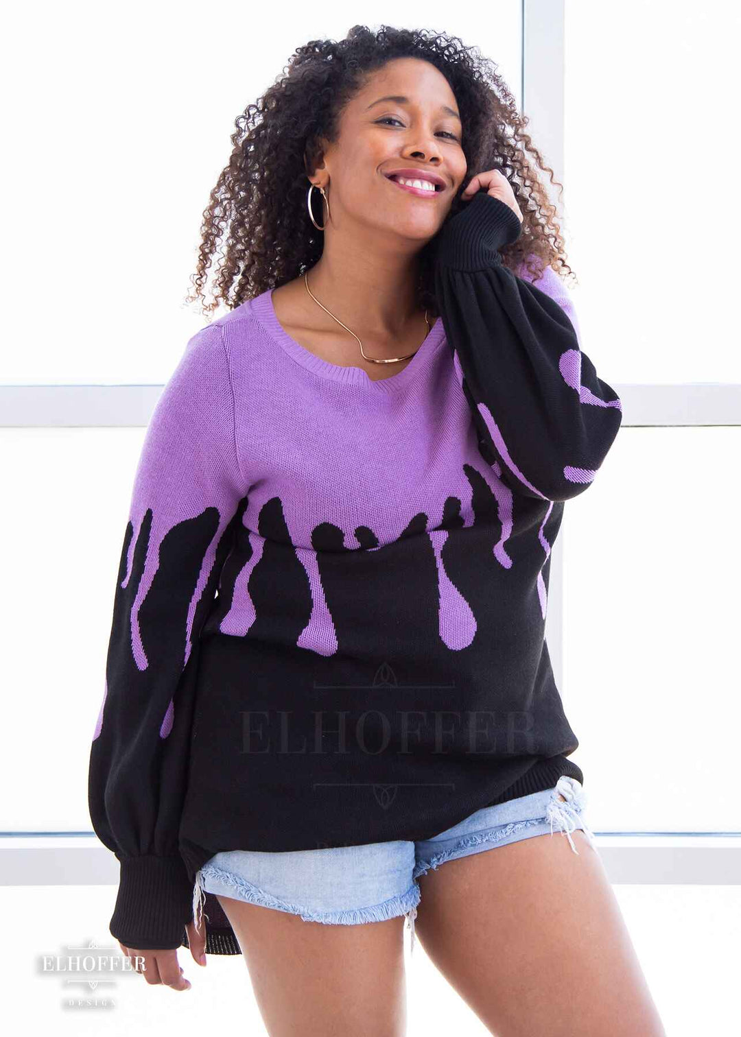 Essential Pastel Goth Drip Oversize Sweater - Lavender