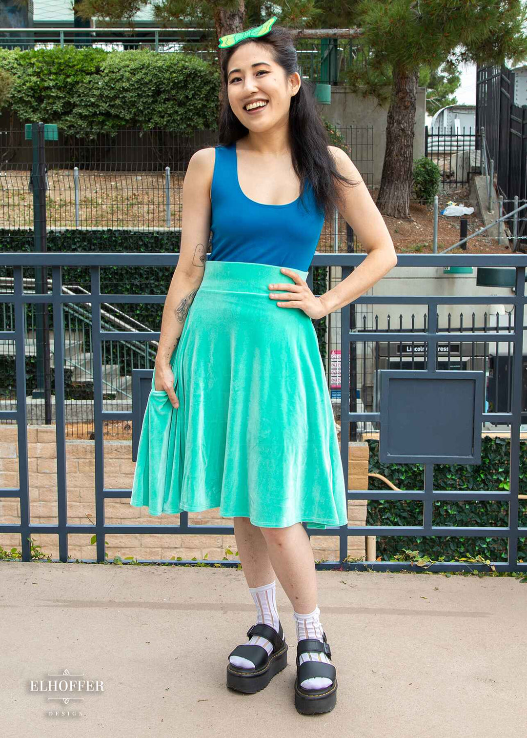 Essential Julie Skirt - Jade Velvet