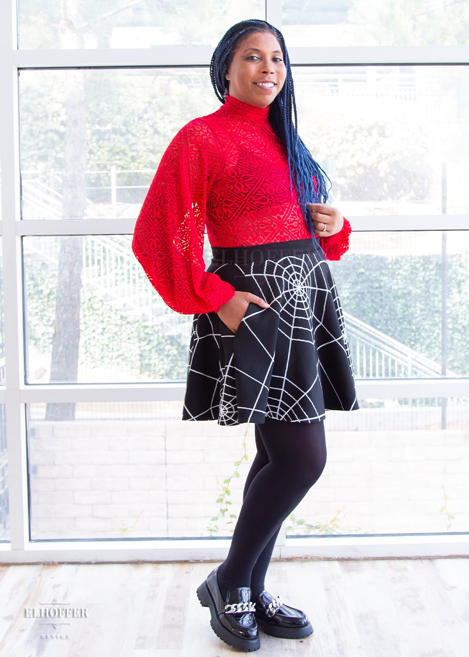 Essential Knit Skirt - Goth Spiderwebs Skirt