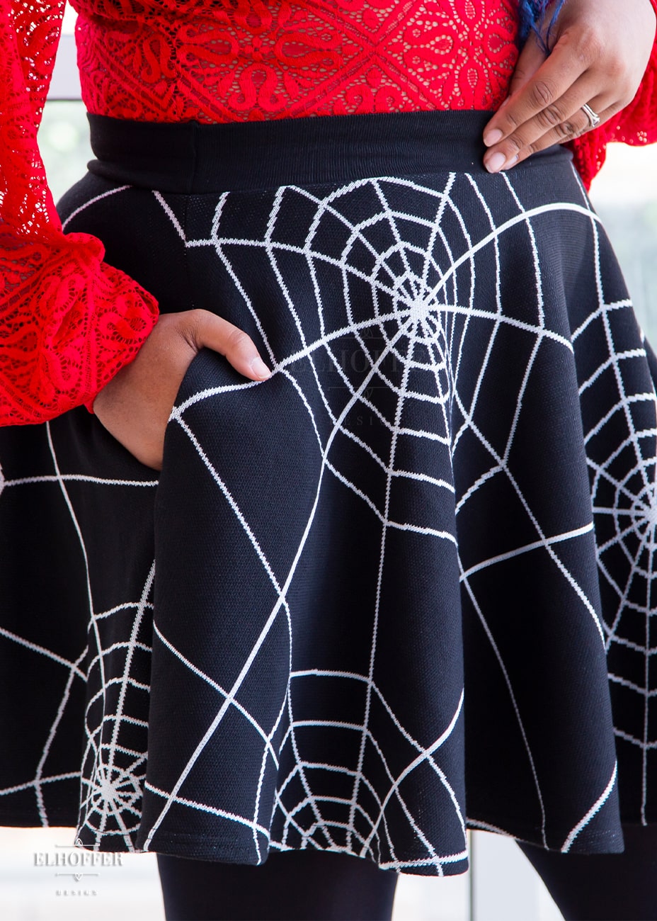 Essential Knit Skirt - Goth Spiderwebs