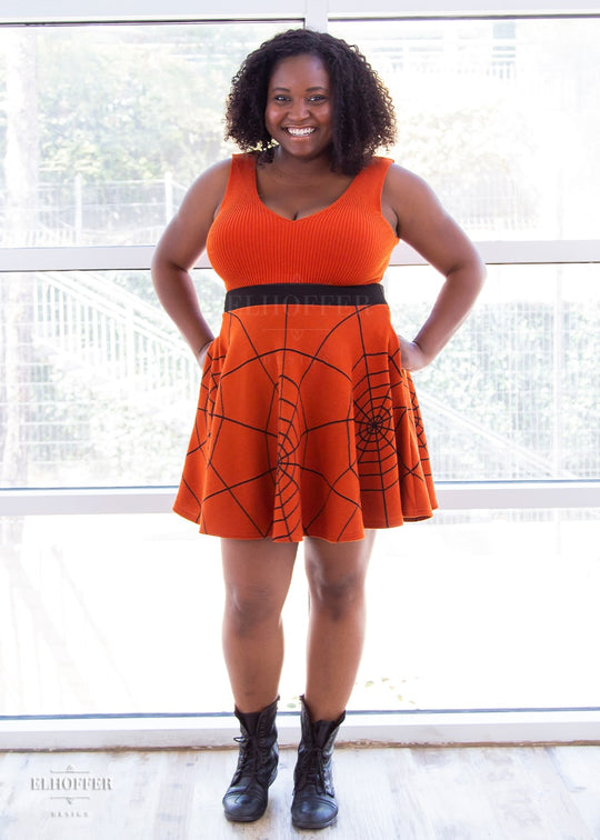 Essential Knit Skirt - Pumpkin Spiderwebs