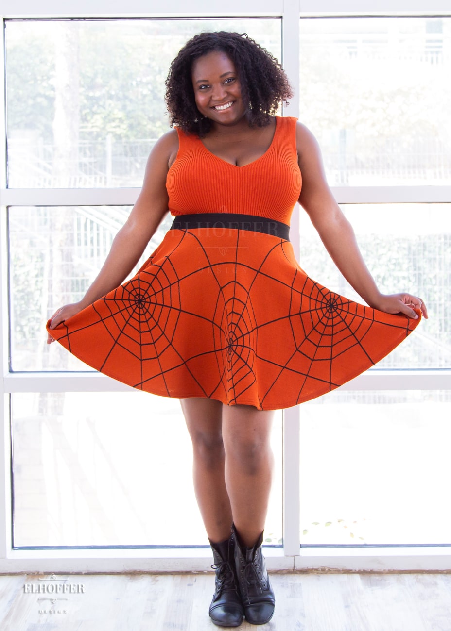 Essential Knit Skirt - Pumpkin Spiderwebs