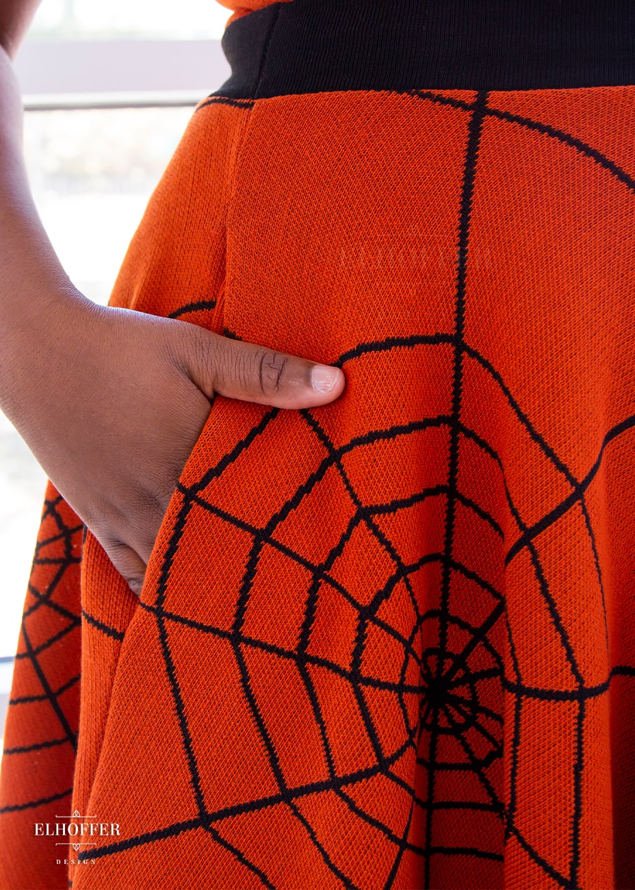 Essential Knit Skirt - Pumpkin Spiderwebs