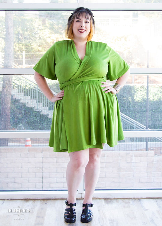 Essential Libra Wrap Dress - Avocado Suede