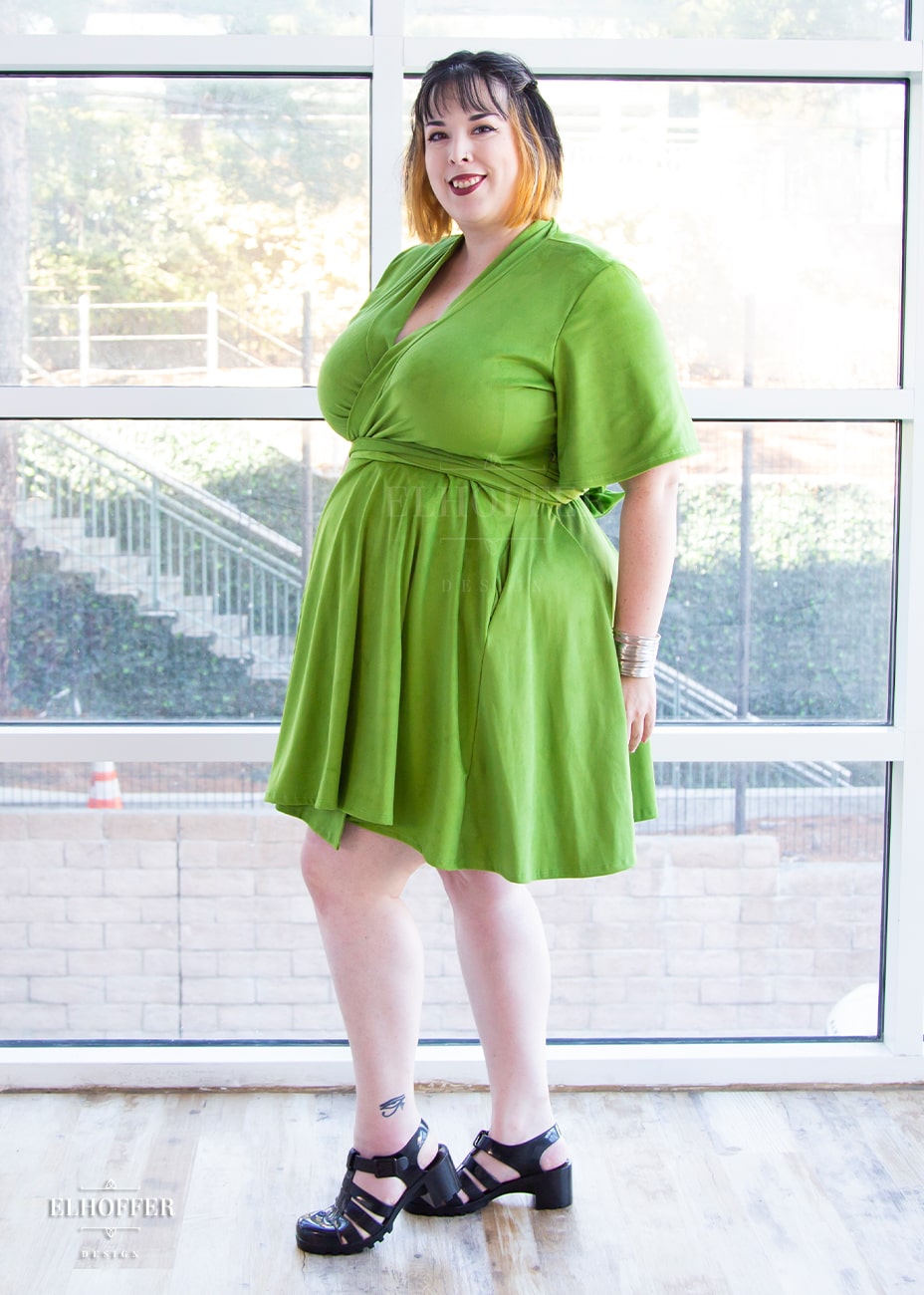 Essential Libra Wrap Dress - Avocado Suede