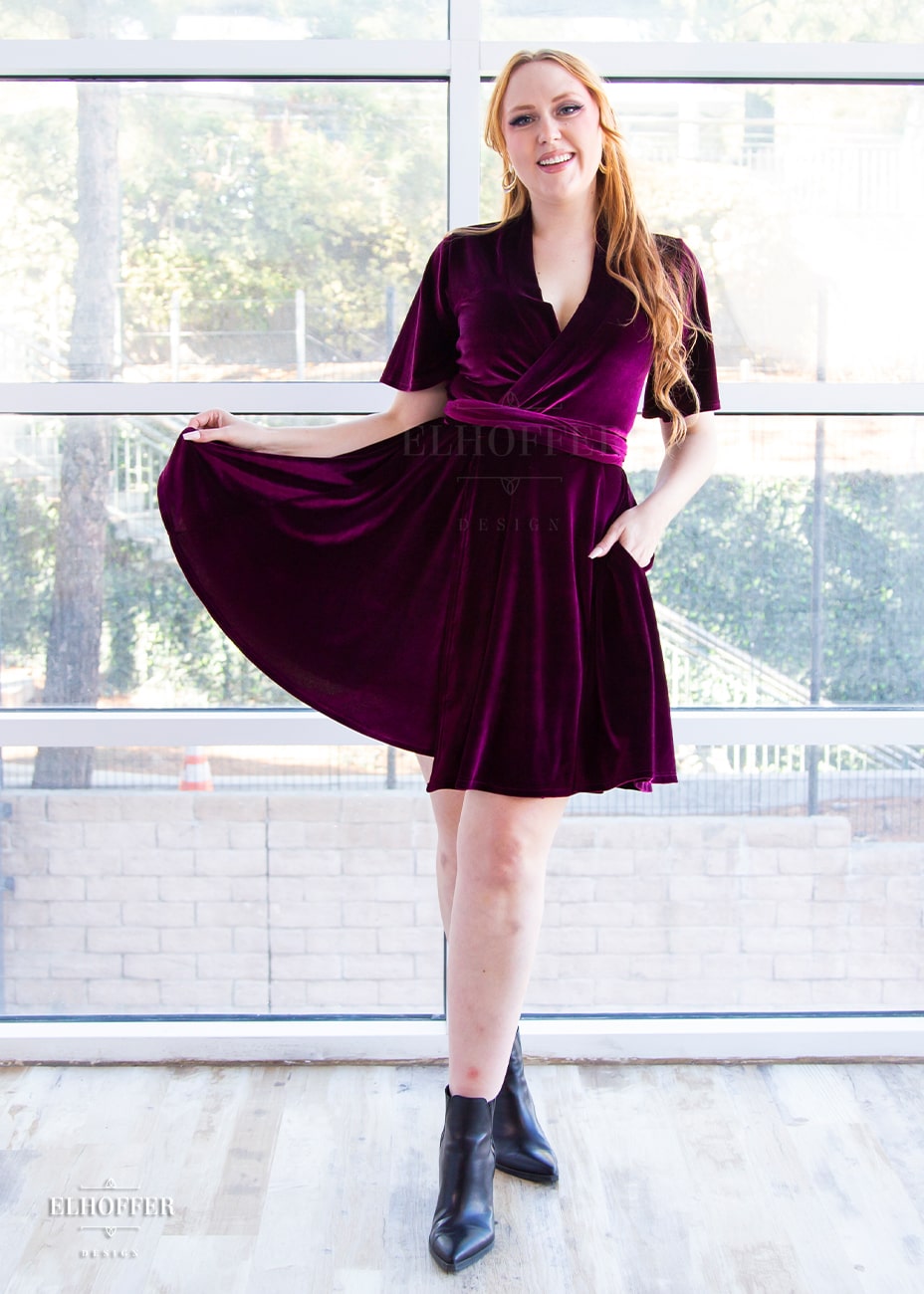 Essential Libra Wrap Dress - Garnet Velvet