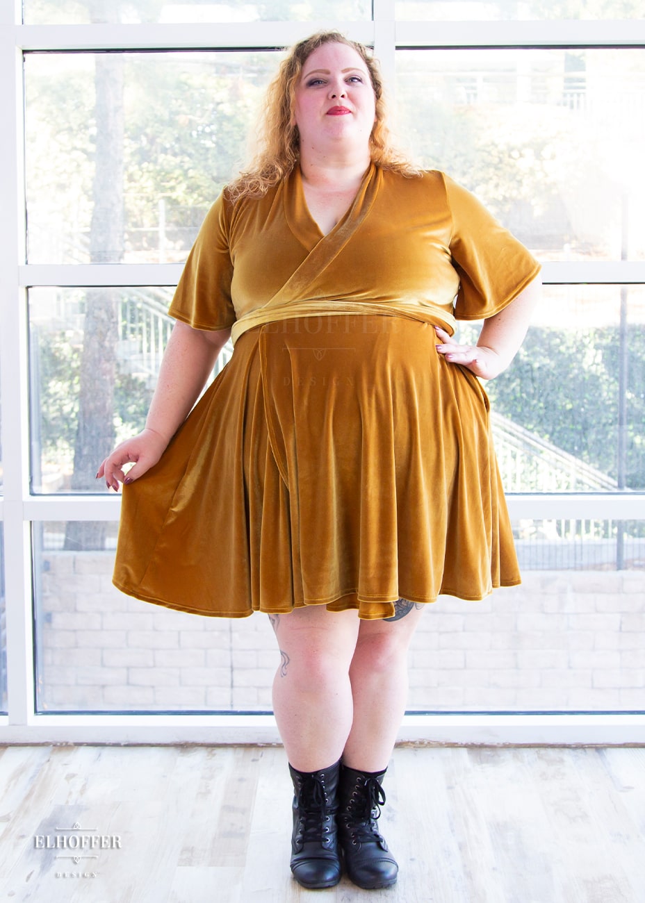 Essential Libra Wrap Dress - Gold Velvet