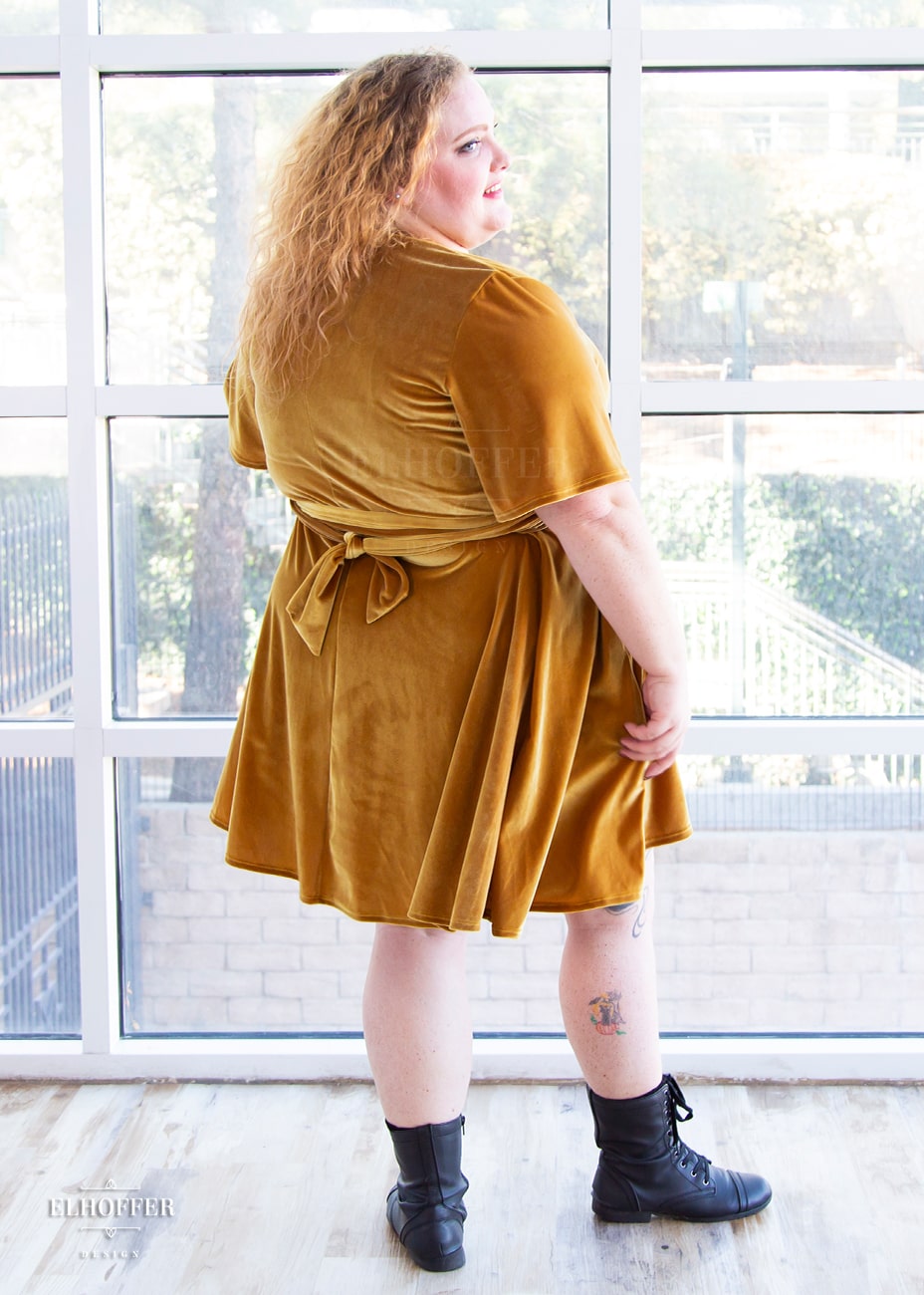 Essential Libra Wrap Dress - Gold Velvet