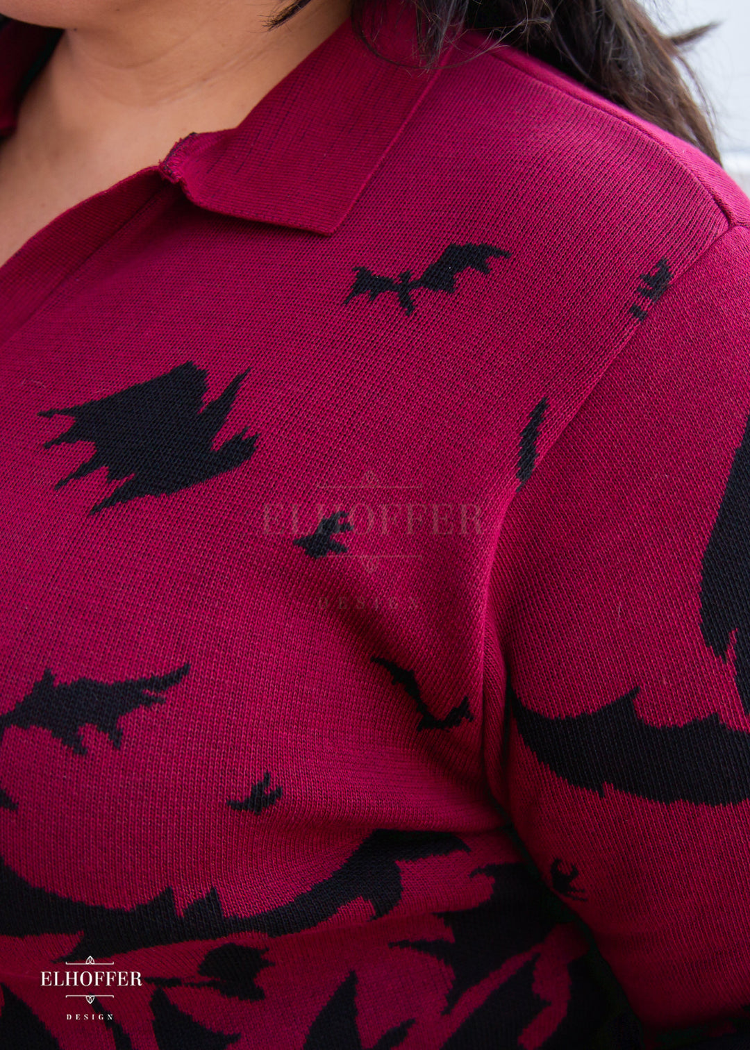 Essential Batty Night Crop Polo - Crimson Sky