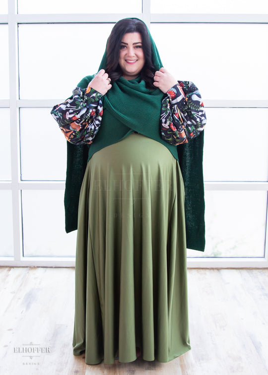 Retired Sacred Princess Knit Wrap Cape - Short Forest Green Cape