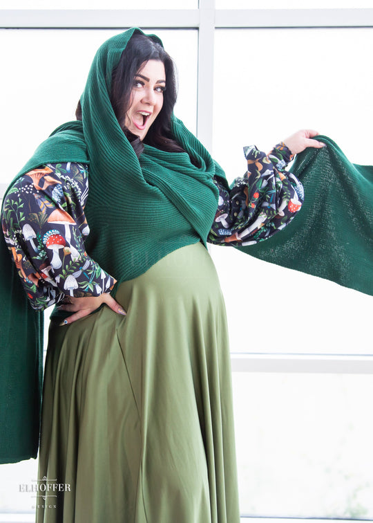 Retired Sacred Princess Knit Wrap Cape - Short Forest Green Cape
