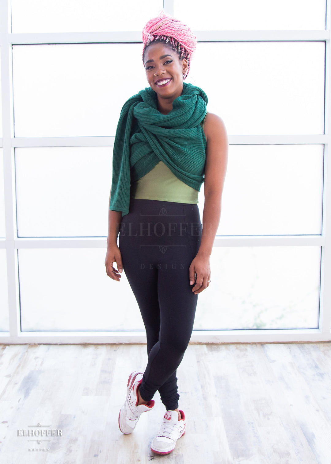 Retired Sacred Princess Knit Wrap Cape - Short Forest Green Cape