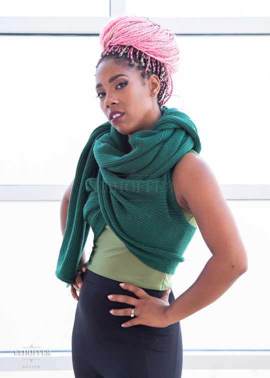 Retired Sacred Princess Knit Wrap Cape - Short Forest Green Cape