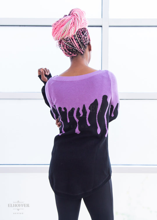 Essential Pastel Goth Drip Oversize Sweater - Lavender