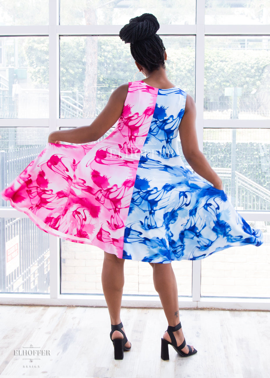 Make It Pink & Blue Knee Length Dress