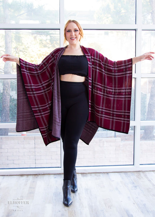 Essential Tartan Poncho - Crimson