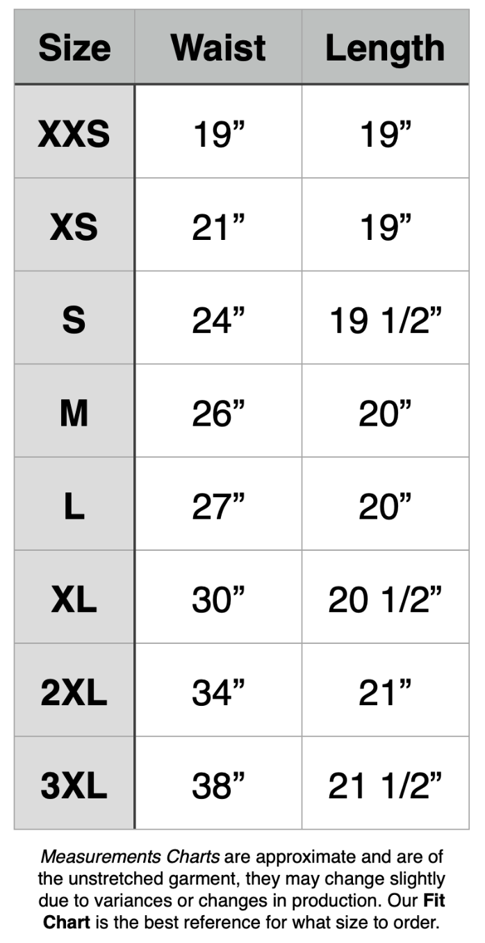 Essential Knit Skirt - Goth Spiderweb: XXS - 19" Waist, 19" Length. XS - 21" Waist, 19" Length. S - 24" Waist, 19.5" Length. M - 26" Waist, 20" Length. L - 27" Waist, 20" Length. XL - 30" Waist, 20.5" Length. 2XL - 34" Waist, 21" Length. 3XL - 38" Waist, 21.5" Length.