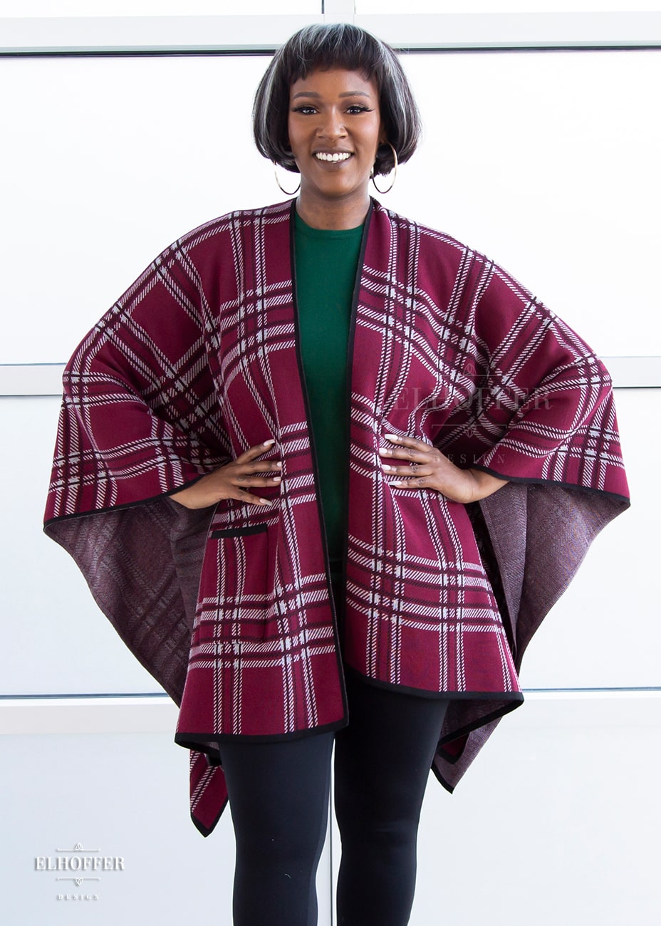 Essential Tartan Poncho - Crimson Cape
