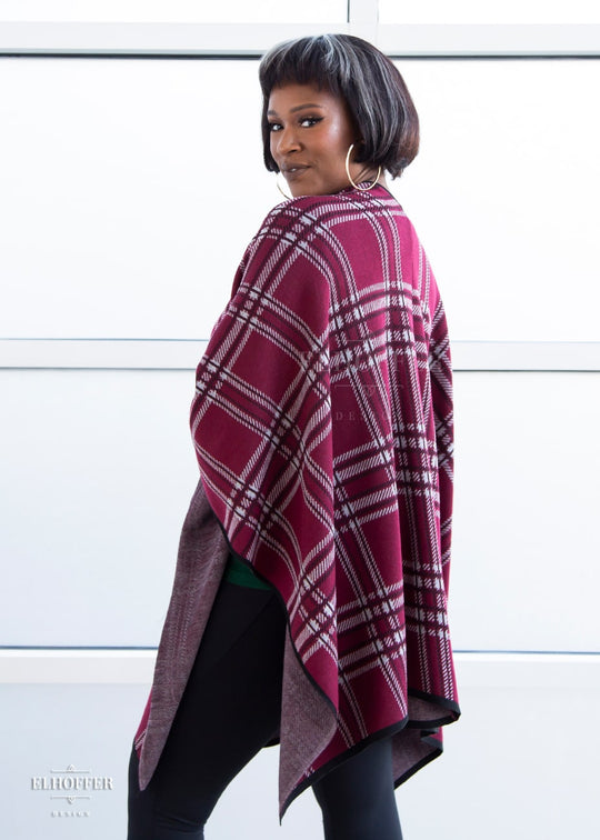 Essential Tartan Poncho - Crimson