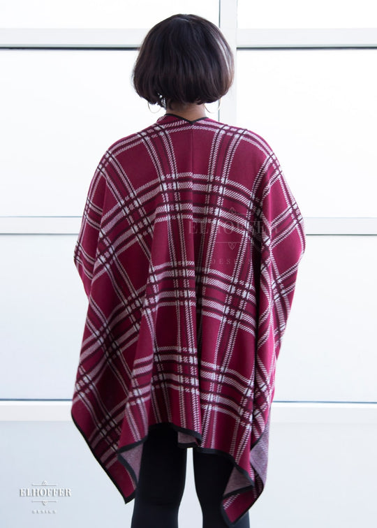 Essential Tartan Poncho - Crimson