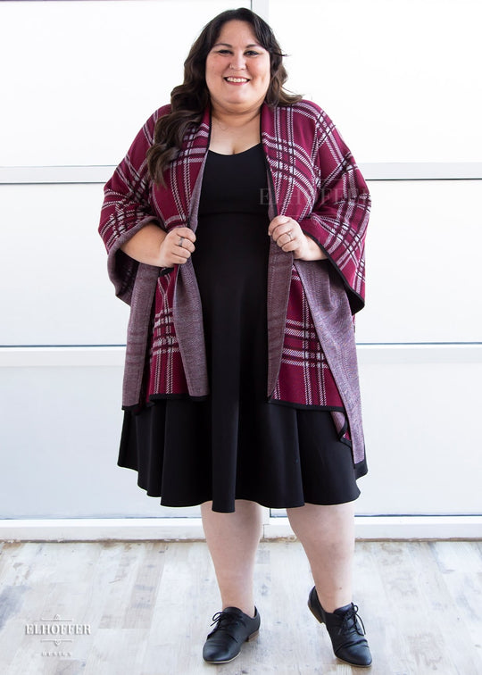 Essential Tartan Poncho - Crimson