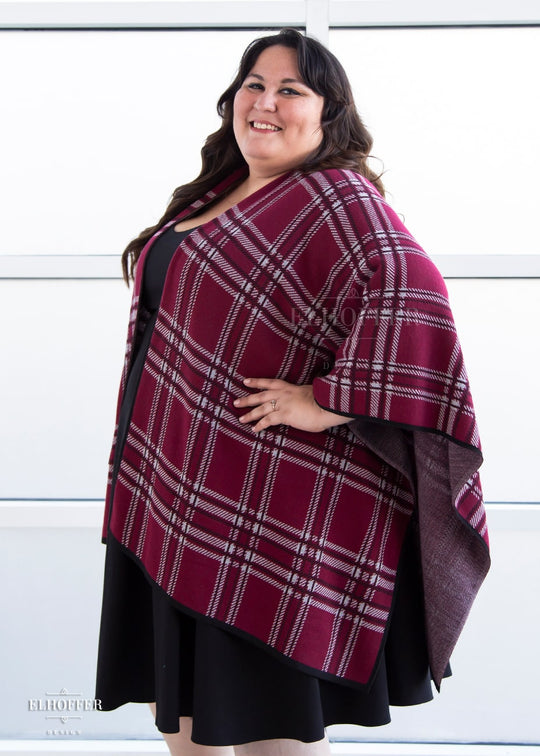 Essential Tartan Poncho - Crimson