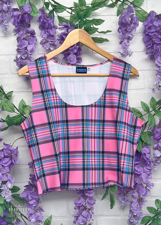 Essential Buffy Crop Top - Pink Plaid