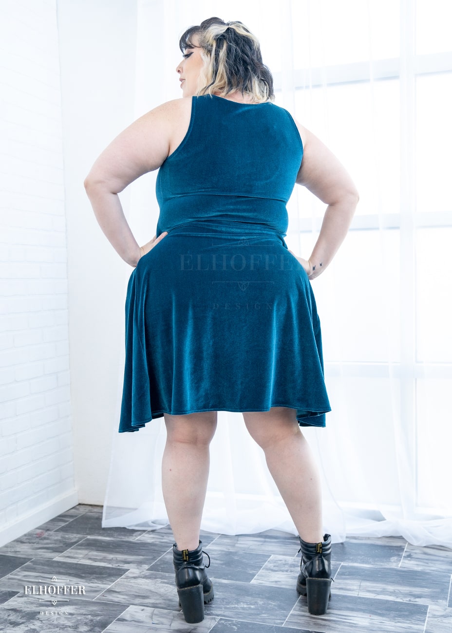 Retired Essential Aquarius Knee Length Dress - Apatite Velvet Dress